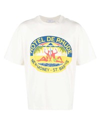 T-shirt à col rond imprimé blanc Rhude