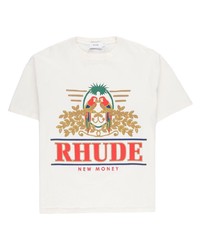 T-shirt à col rond imprimé blanc Rhude