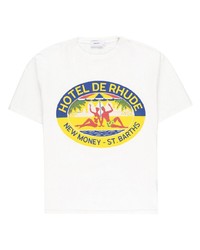 T-shirt à col rond imprimé blanc Rhude