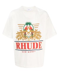 T-shirt à col rond imprimé blanc Rhude