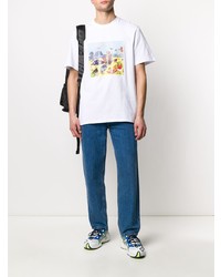 T-shirt à col rond imprimé blanc MSGM