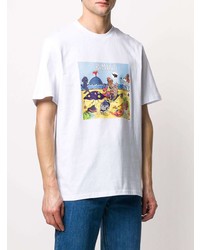 T-shirt à col rond imprimé blanc MSGM