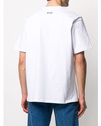 T-shirt à col rond imprimé blanc MSGM