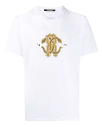 T-shirt à col rond imprimé blanc Roberto Cavalli