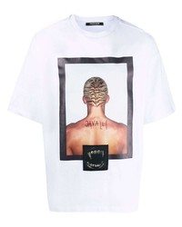 T-shirt à col rond imprimé blanc Roberto Cavalli