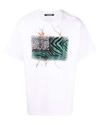 T-shirt à col rond imprimé blanc Roberto Cavalli