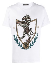 T-shirt à col rond imprimé blanc Roberto Cavalli