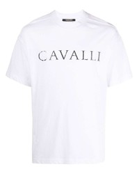 T-shirt à col rond imprimé blanc Roberto Cavalli