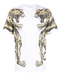 T-shirt à col rond imprimé blanc Roberto Cavalli