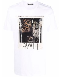 T-shirt à col rond imprimé blanc Roberto Cavalli