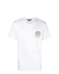 T-shirt à col rond imprimé blanc Roberto Cavalli