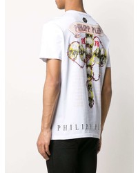 T-shirt à col rond imprimé blanc Philipp Plein