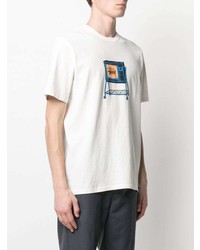 T-shirt à col rond imprimé blanc Stussy