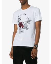 T-shirt à col rond imprimé blanc Alexander McQueen