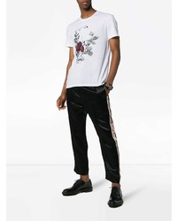 T-shirt à col rond imprimé blanc Alexander McQueen