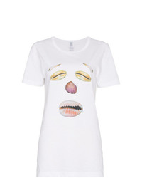 T-shirt à col rond imprimé blanc Rosie Assoulin