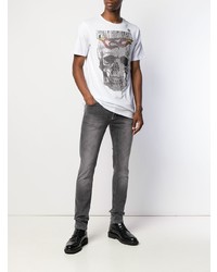 T-shirt à col rond imprimé blanc Philipp Plein