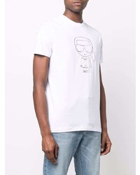 T-shirt à col rond imprimé blanc Karl Lagerfeld