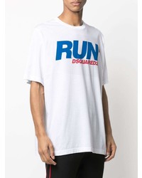 T-shirt à col rond imprimé blanc DSQUARED2