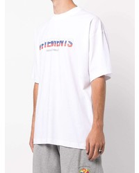 T-shirt à col rond imprimé blanc Vetements