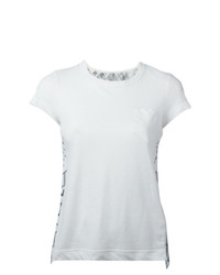 T-shirt à col rond imprimé blanc Sacai