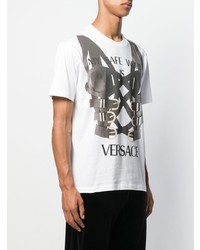 T-shirt à col rond imprimé blanc Versace