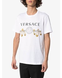 T-shirt à col rond imprimé blanc Versace