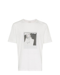 T-shirt à col rond imprimé blanc Saint Laurent