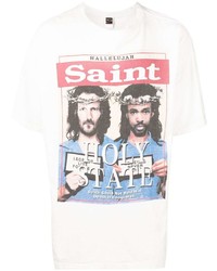 T-shirt à col rond imprimé blanc SAINT MXXXXXX