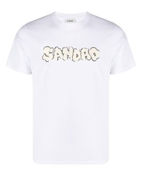 T-shirt à col rond imprimé blanc Sandro