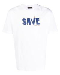 T-shirt à col rond imprimé blanc Save The Duck
