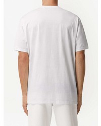 T-shirt à col rond imprimé blanc Burberry