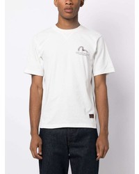 T-shirt à col rond imprimé blanc Evisu