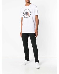 T-shirt à col rond imprimé blanc Karl Lagerfeld