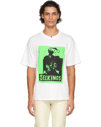 T-shirt à col rond imprimé blanc Seekings