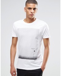 T-shirt à col rond imprimé blanc Selected