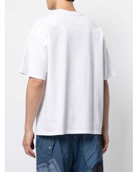 T-shirt à col rond imprimé blanc Yoshiokubo