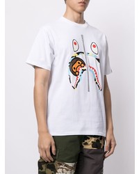 T-shirt à col rond imprimé blanc A Bathing Ape