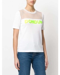 T-shirt à col rond imprimé blanc Dondup