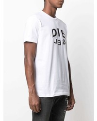 T-shirt à col rond imprimé blanc Diesel