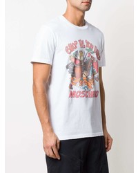 T-shirt à col rond imprimé blanc Moschino