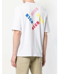 T-shirt à col rond imprimé blanc MSGM