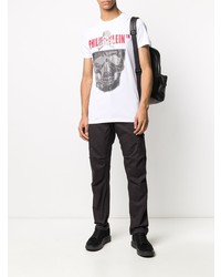 T-shirt à col rond imprimé blanc Philipp Plein