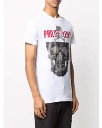 T-shirt à col rond imprimé blanc Philipp Plein