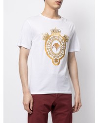 T-shirt à col rond imprimé blanc Stefano Ricci