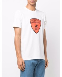 T-shirt à col rond imprimé blanc Automobili Lamborghini