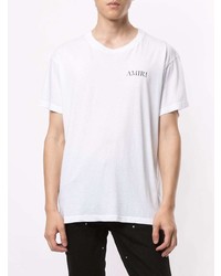 T-shirt à col rond imprimé blanc Amiri