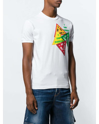 T-shirt à col rond imprimé blanc DSQUARED2