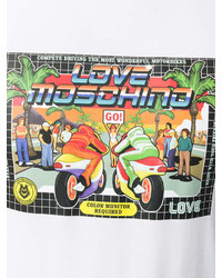 T-shirt à col rond imprimé blanc Love Moschino