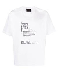 T-shirt à col rond imprimé blanc Simone Rocha